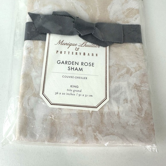 Pottery Barn Monique Lhuillier Garden Rose King‎ Sateen Sham Blush Pink New - Picture 6 of 6